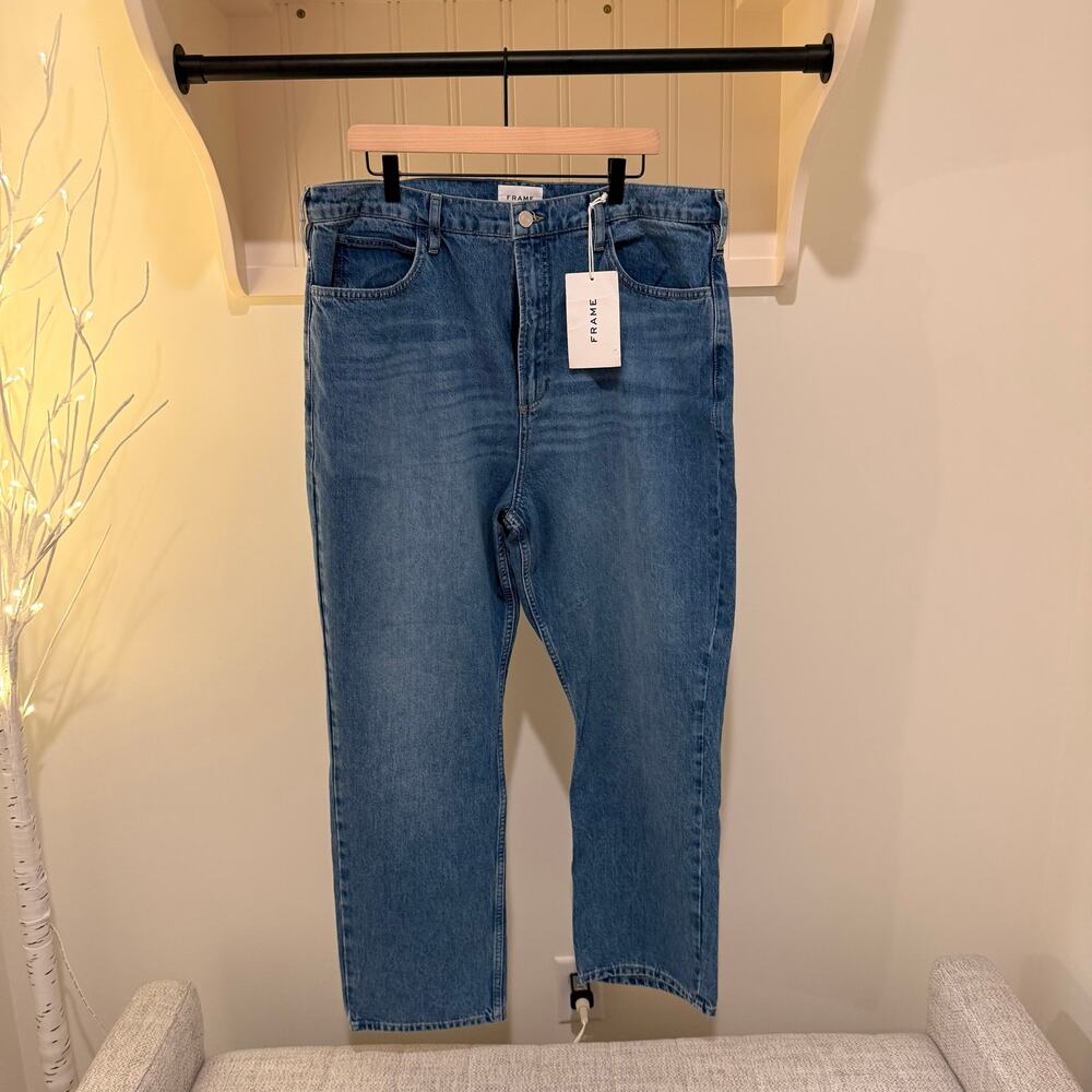 FRAME High N Tight Straight Jeans Size 34 Chesapeake Medium-Blue Wash New W/ Tag